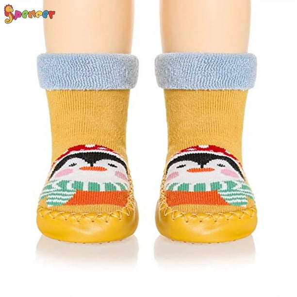 Winter Girl Baby Boy Knit Socks Shoes Cartoon Penguin Toddler Walking Shoes